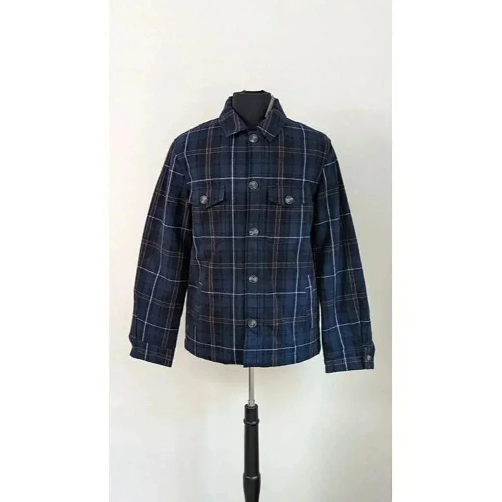 Slate & Stone Men's Blue Plaid Flannel Shirt Jacket Size M (MSRP $398)